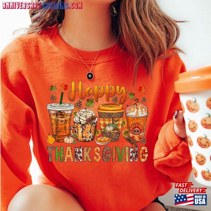 Thanksgiving Coffee Sweatshirt Shirt Pumpkin Classic T-Shirt