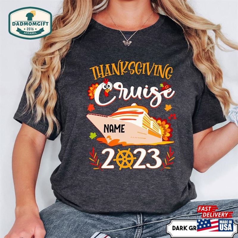 Thanksgiving Cruise Family Shirts Personalized Name Group Matching T-Shirts Hoodie Unisex