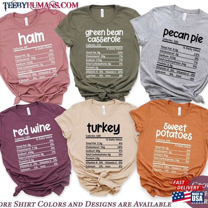 Thanksgiving Food Nutrition Facts Shirt Funny Family Matching Group Classic Sweatshirt