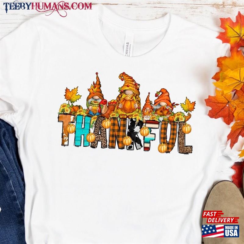 Thanksgiving Gnome Shirt Cute Thankful Fall Gnomes Hello Classic T-Shirt