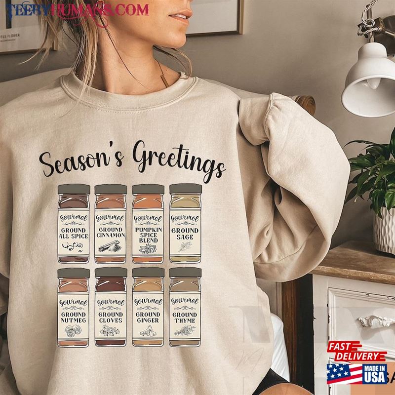 Thanksgiving Sweatshirt Retro Cooking Shirts Seasons Greetings Spice Shirt Hoodie