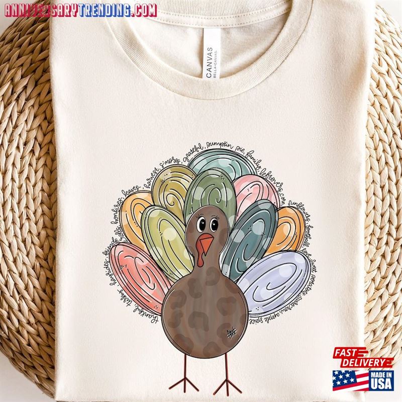 Thanksgiving Sweatshirt Shirt Love Turkey Women Classic