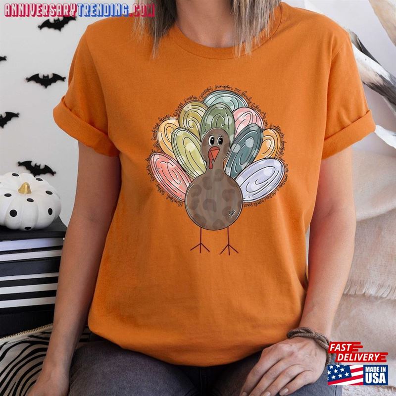 Thanksgiving Sweatshirt Shirt Love Turkey Women Classic