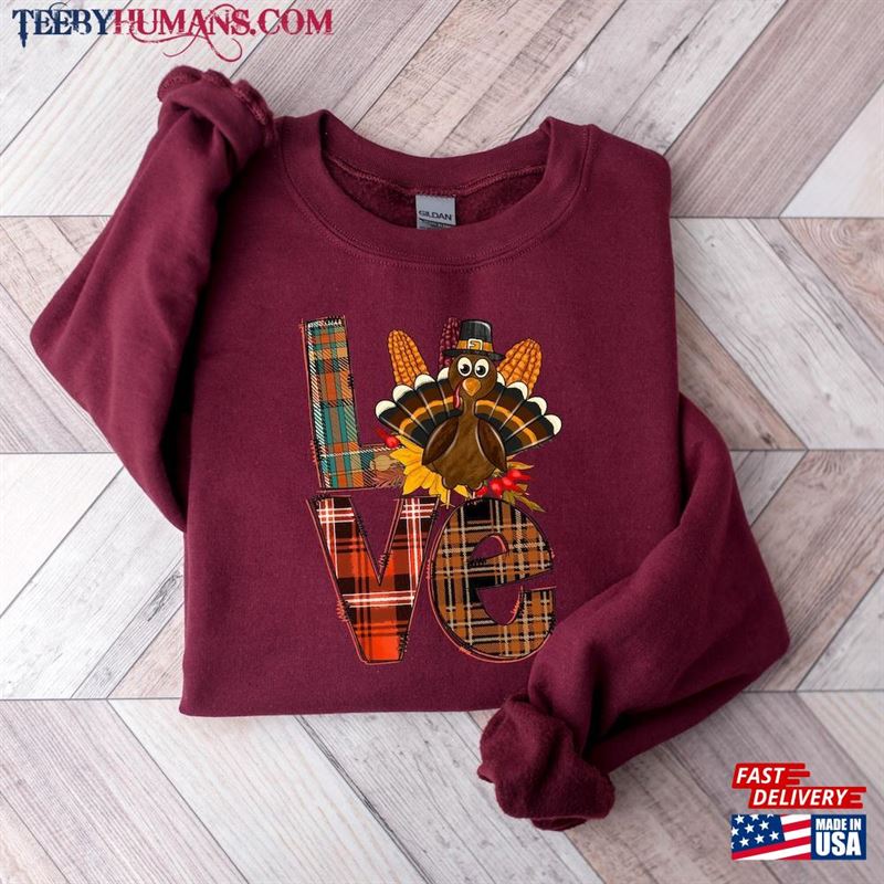 Thanksgiving Sweatshirt Shirt Love Turkey Women T-Shirt Classic