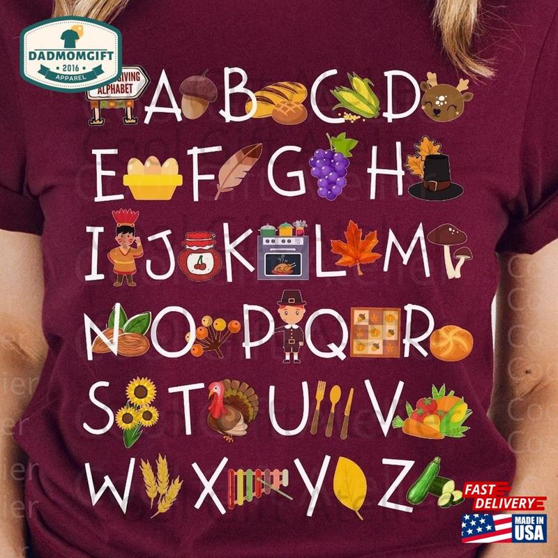 Thanksgiving Teacher Shirt Alphabet Hoodie Classic