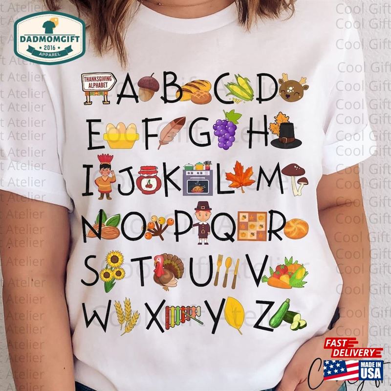 Thanksgiving Teacher Shirt Alphabet Hoodie Classic