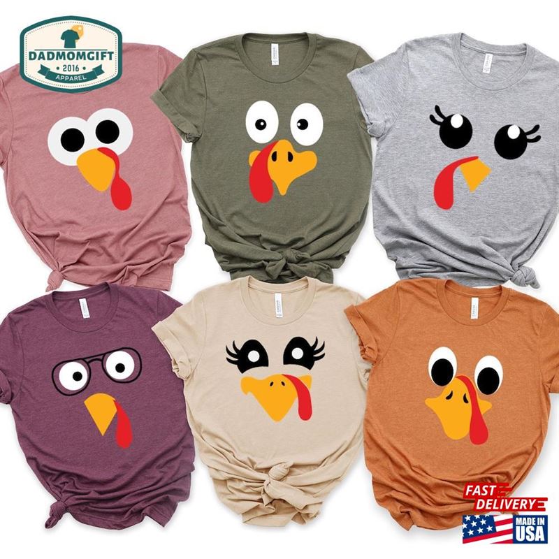 Thanksgiving Turkey Face Shirt T-Shirt Family Hoodie