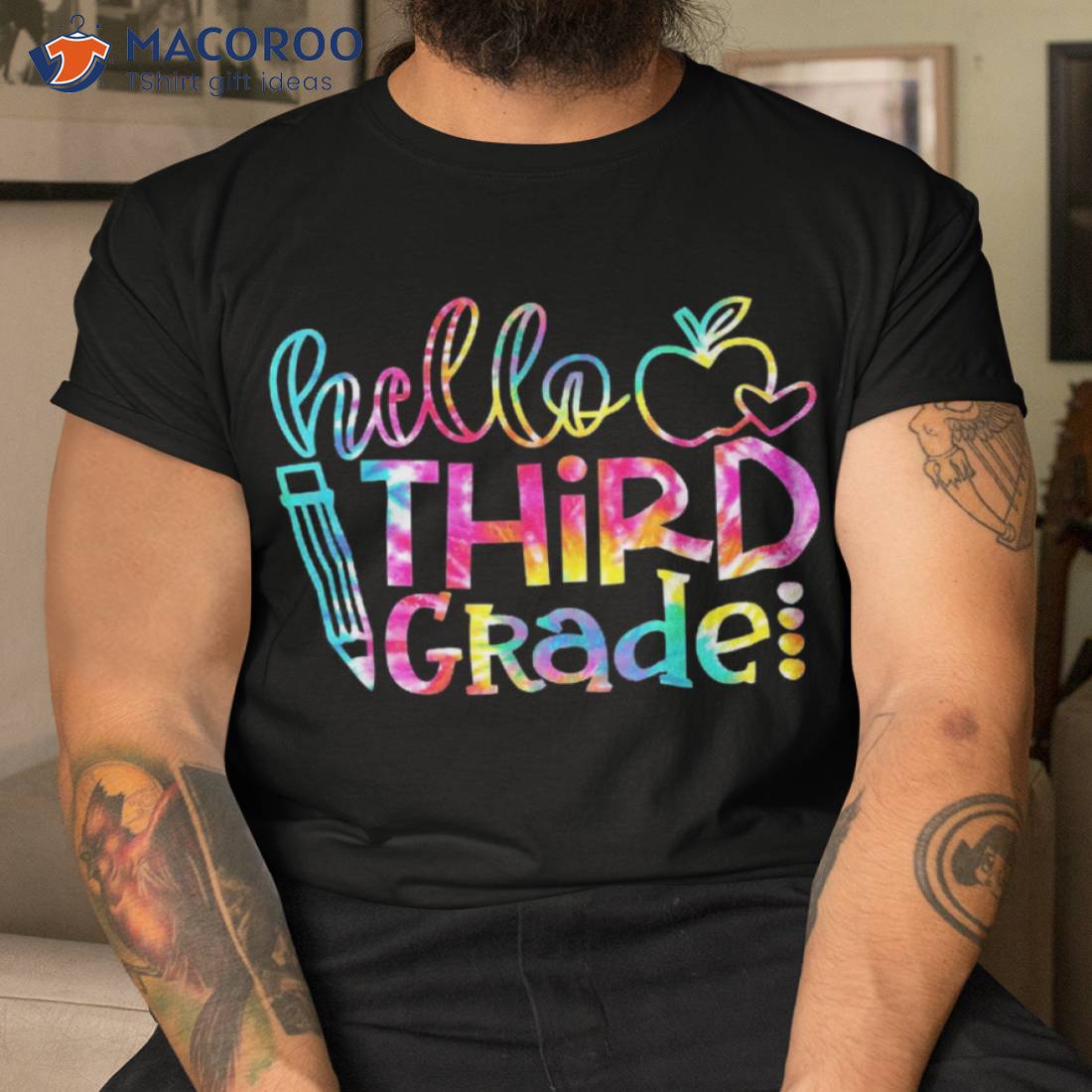 Tie Dye Hello 3rd Grade Teacher Student Back To School Shirt