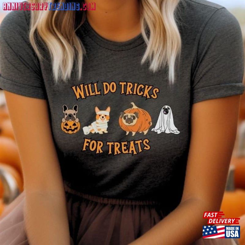 Tricks For Treats Dog Shirt Halloween Pug Classic Sweatshirt