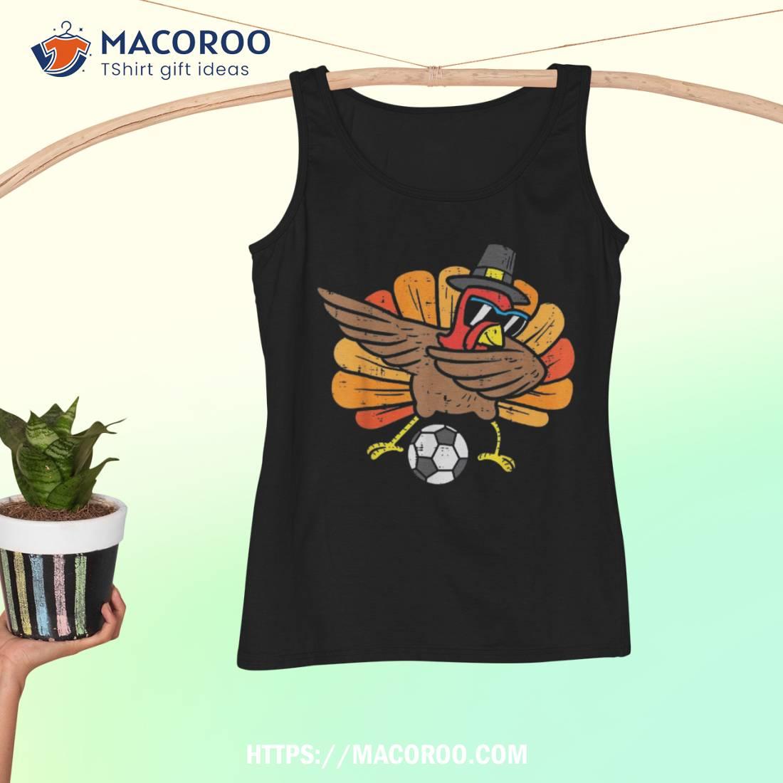 Turkey Dab Soccer Football Thanksgiving Dance Boys Girls Shirt