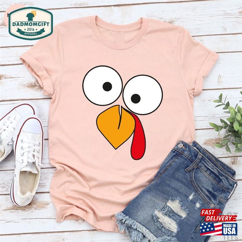 Turkey Face Shirts Funny Thanksgiving T-Shirt Cute Fall Shirt Classic Hoodie