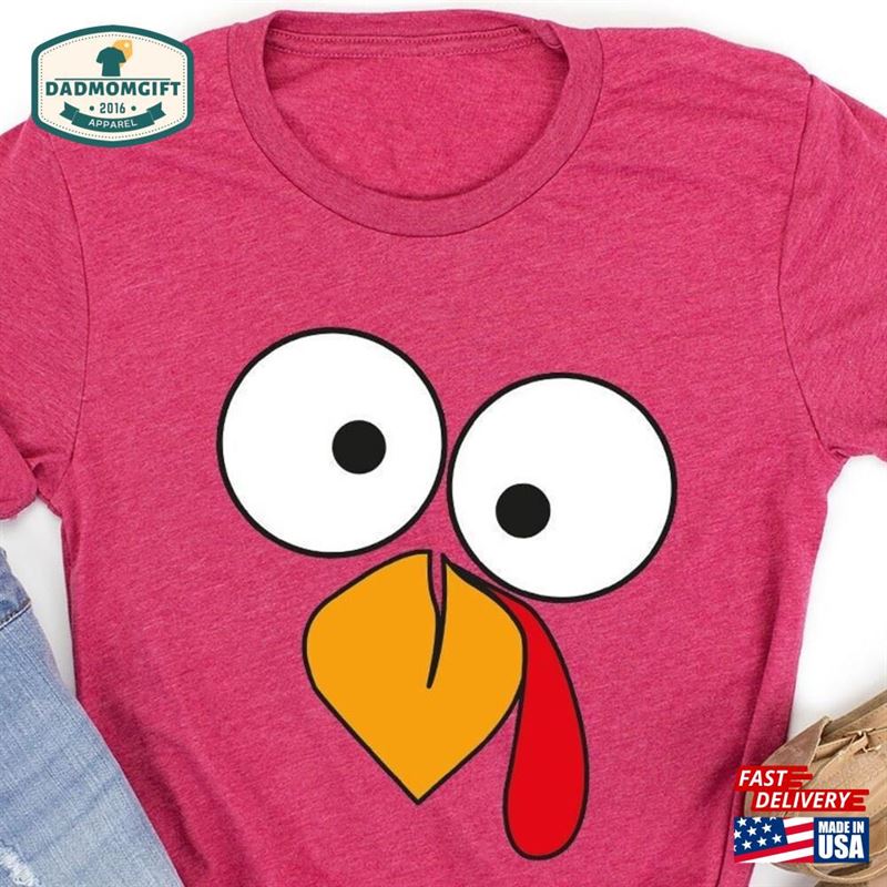 Turkey Face Shirts Funny Thanksgiving T-Shirt Cute Fall Shirt Classic Hoodie