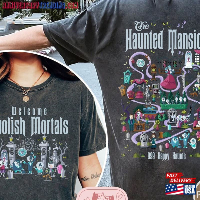 Two Sided Haunted Mansion Comfort Colors Shirt The Map Unisex Hoodie