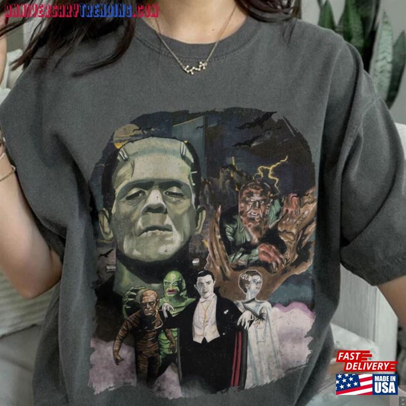 Universal Monsters Halloween Horror Nights Shirt Retro Characters Group Hoodie T-Shirt