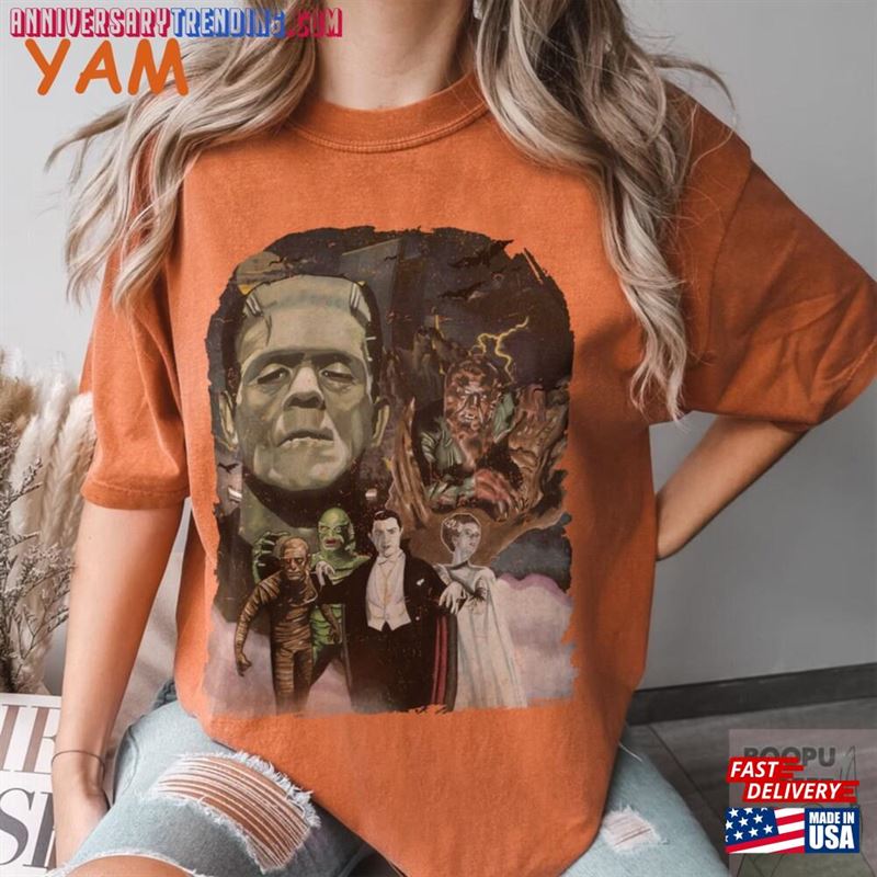 Universal Monsters Halloween Horror Nights Shirt Retro Characters Group Hoodie T-Shirt