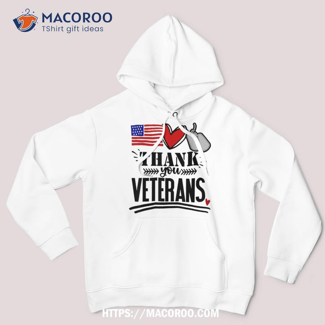 Us Flag Heart Thank You Veterans Memorial Patriotic Shirt