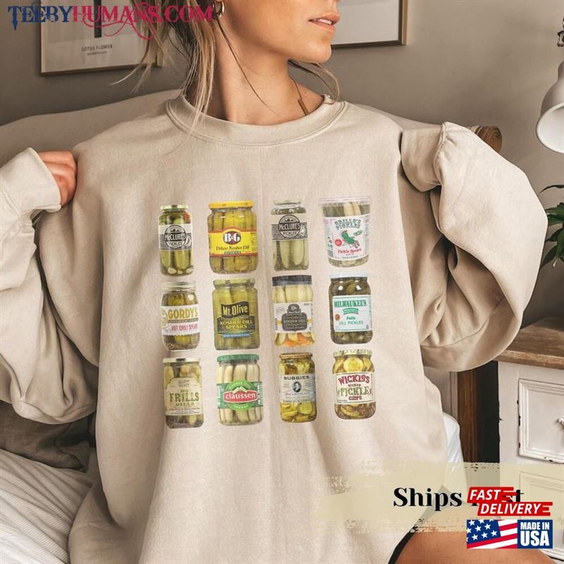 Vintage Canned Pickles Sweatshirt Canning Season Pickle Lovers Sweater Jarred Jumper T-Shirt Hoodie