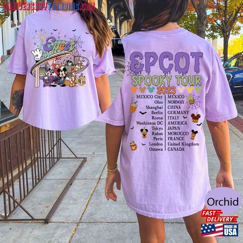 Vintage Epcot Halloween Comfort Color Shirt World Tour Drinking Around The Classic Sweatshirt