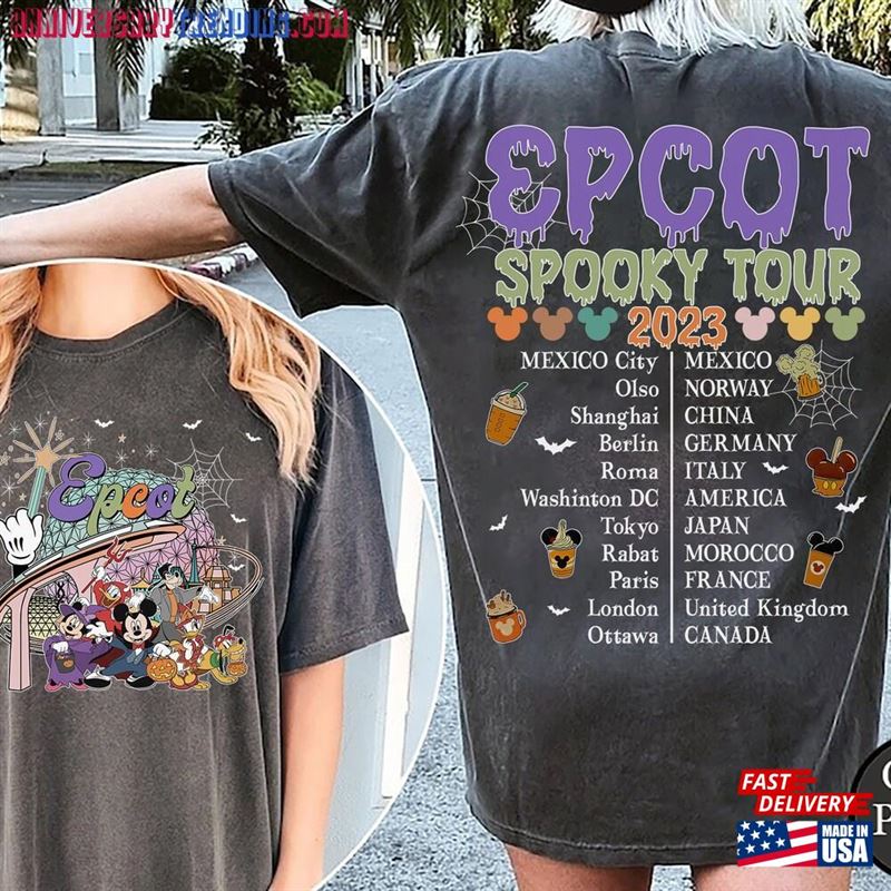Vintage Epcot Halloween Comfort Color Shirt World Tour Drinking Around The Classic Sweatshirt