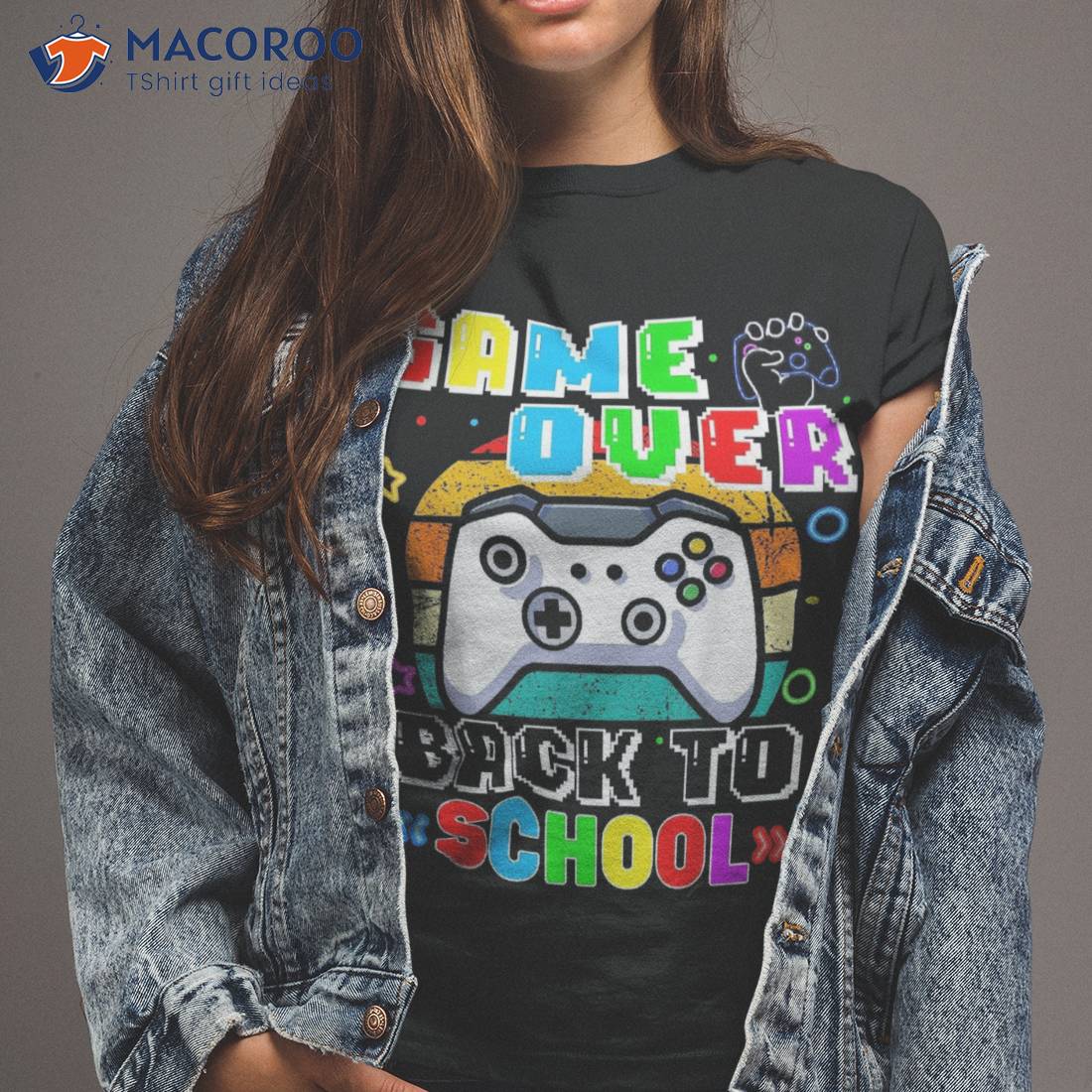 Vintage Game Over Back To School Funny Gamer Student Teacher Shirt