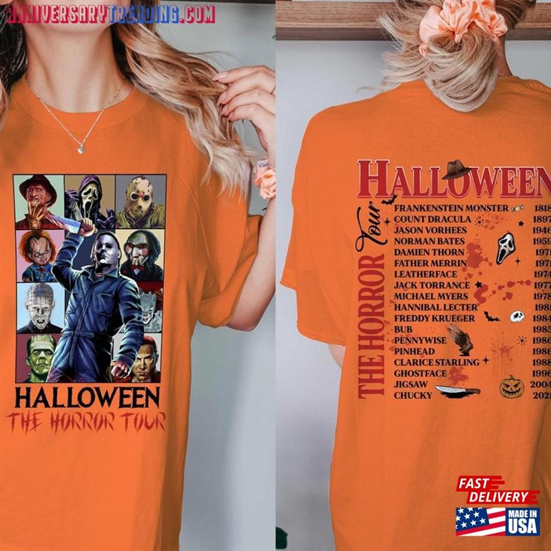 Vintage Halloween Horror Characters The Tour Shirt Universal Studios Nights 2023 T-Shirt Unisex