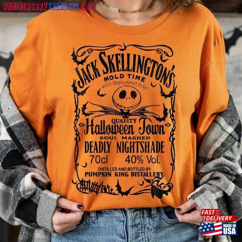 Vintage Jack Skellington Brewery Whiskey Halloween Unisex T-Shirt Nightmare Before Christmas Tee Oogie Boogie Classic