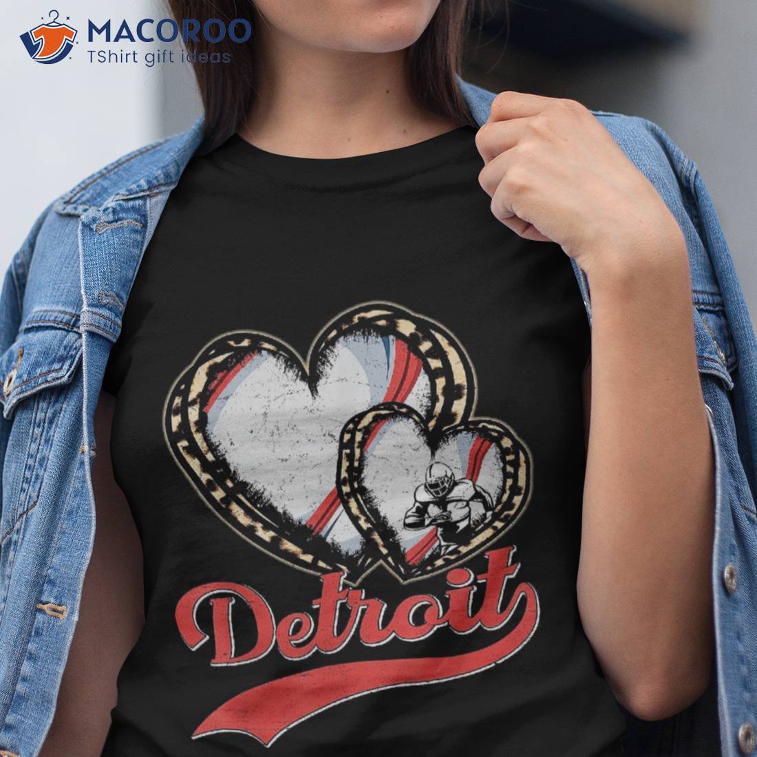 Vintage Leopard Heart Detroit Rugby Lover Kids Shirt