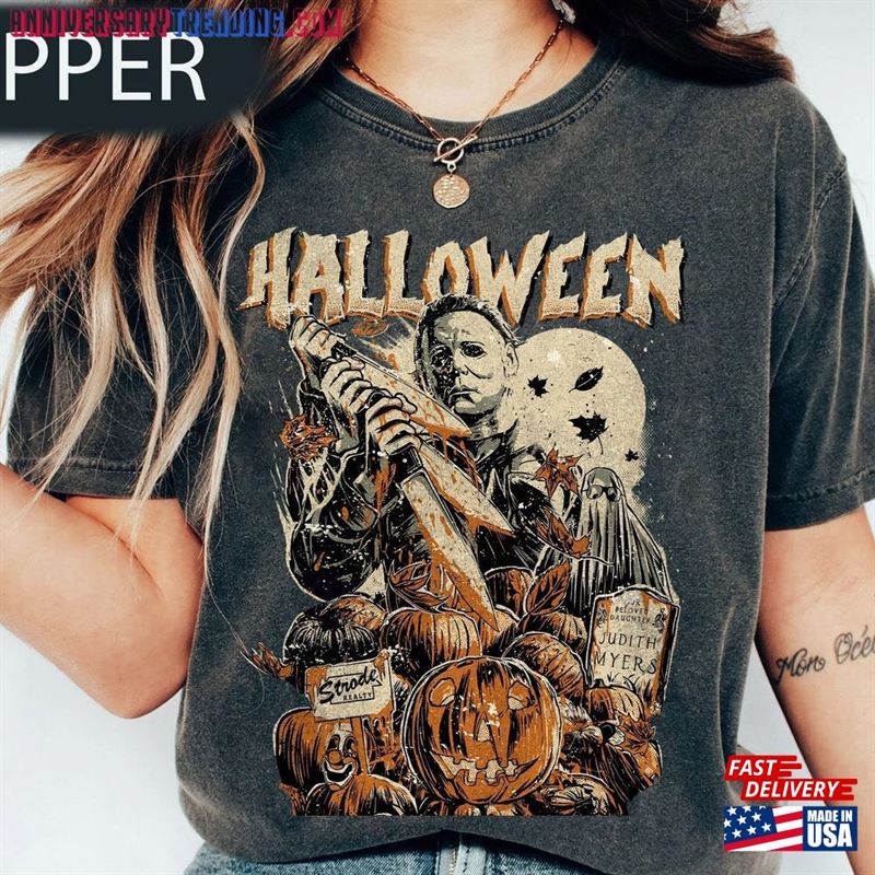 Vintage Michael Myers Halloween Comfort Colors Shirt Horror Movie Characters Classic Hoodie