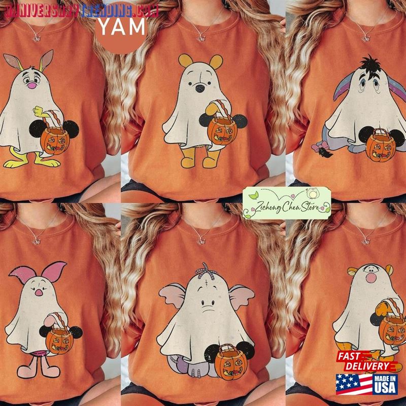 Vintage Piglet Ghost Comfort Colors Shirt Halloween Winnie The Pooh Unisex Sweatshirt