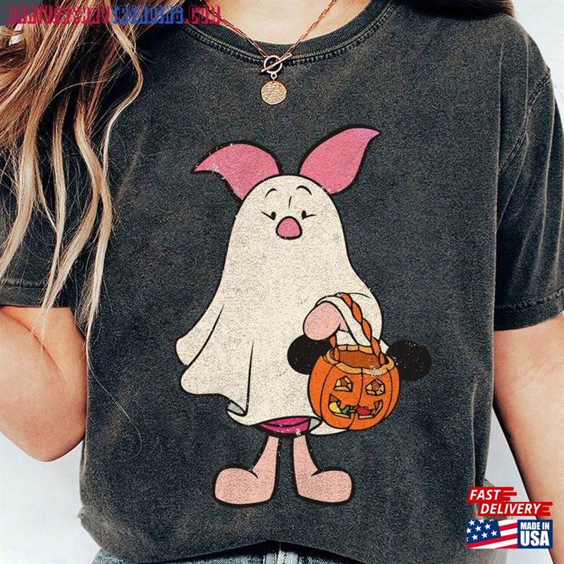 Vintage Piglet Ghost Comfort Colors Shirt Halloween Winnie The Pooh Unisex Sweatshirt