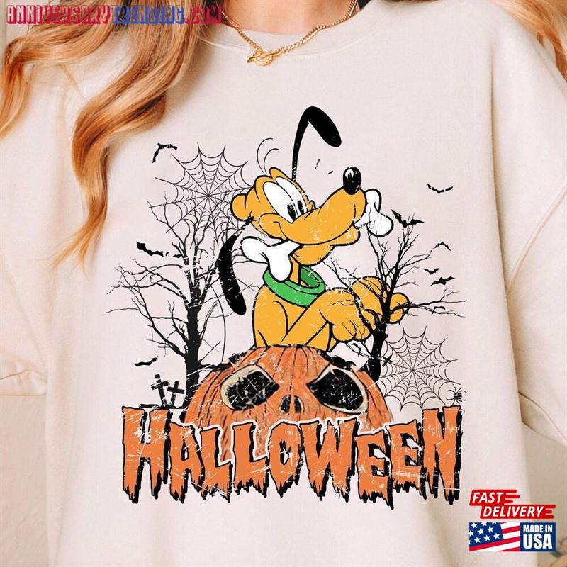 Vintage Pluto Pumpkin Halloween Sweatshirt Retro Spooky Season Shirt Not So Scary Classic