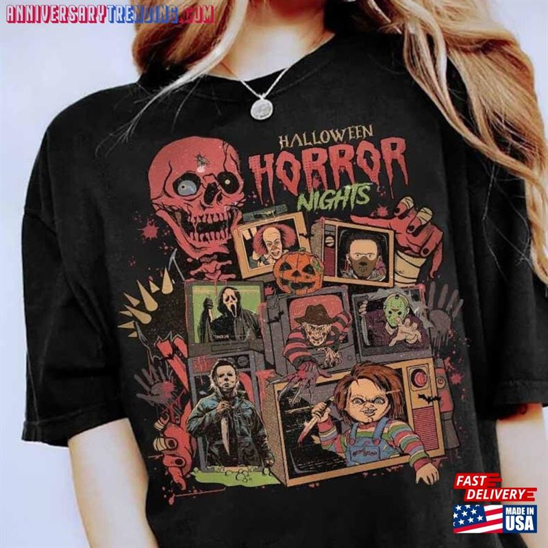 Vintage Retro Halloween Horror Nights Shirt Characters Movie Classic T-Shirt