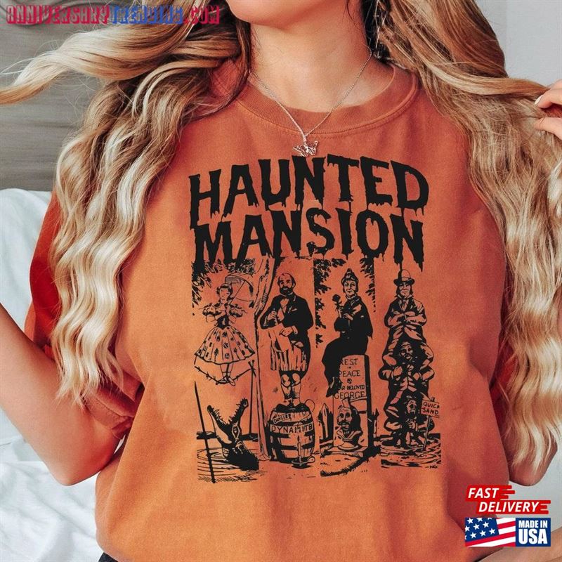 Vintage The Haunted Mansion Shirt Retro T-Shirt Halloween Tee Birthday Gift Funny Spooky Season Classic Unisex