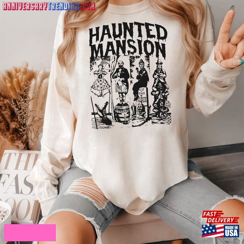 Vintage The Haunted Mansion Shirt Retro T-Shirt Halloween Tee Birthday Gift Funny Spooky Season Classic Unisex