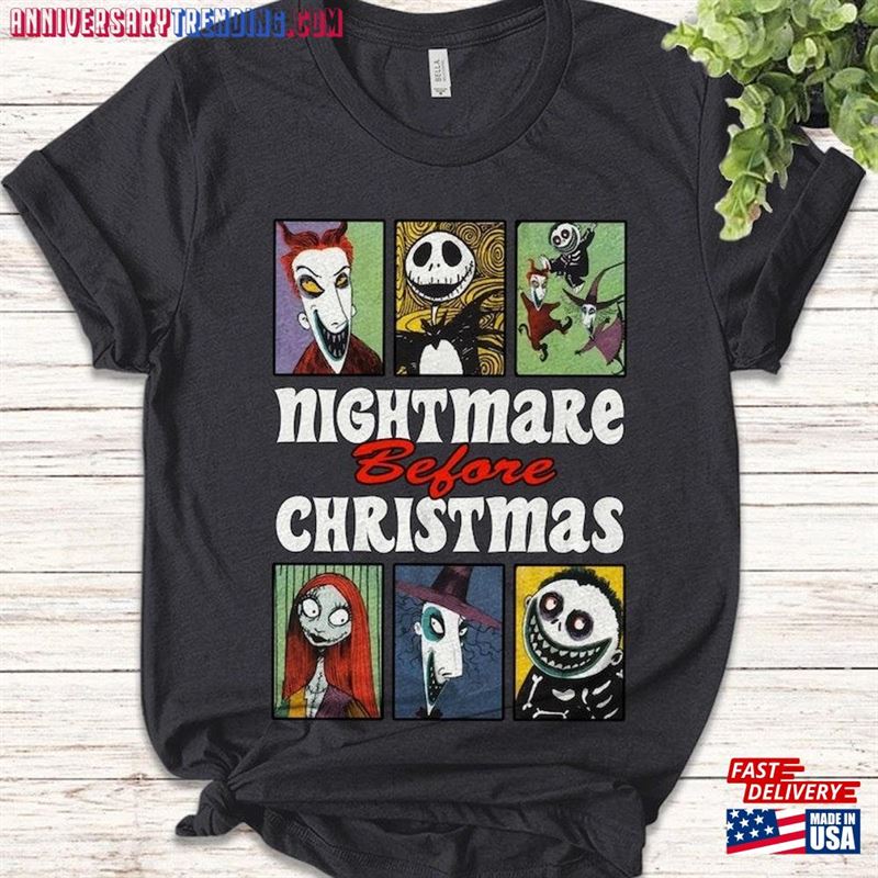 Vintage The Nightmare Before Christmas Characters Shirt Jack Skellington Sally T-Shirt Hoodie