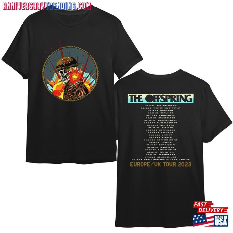 Vintage The Offspring Let Bad Time Roll Eu Uk Tour 2023 T-Shirt Gifts Unisex Music Concert Tee