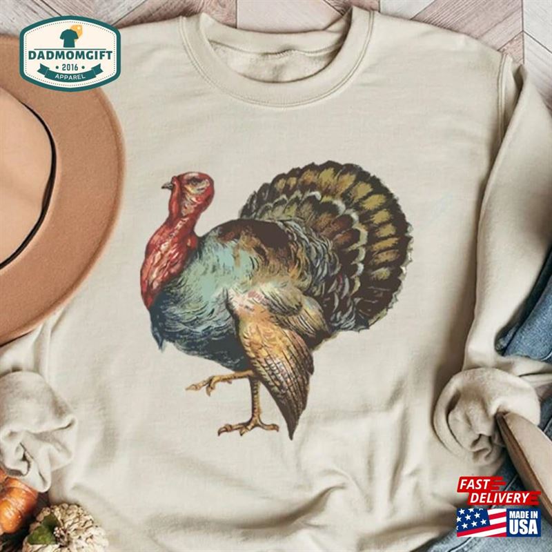 Vintage Turkey Sweatshirt Thanksgiving Cute Shirt T-Shirt Unisex