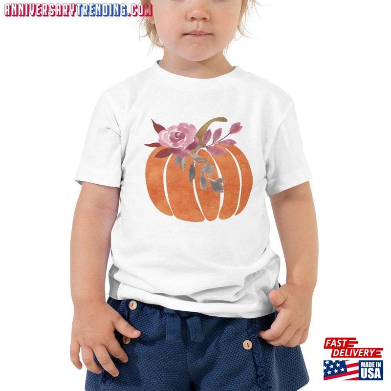 Watercolor Pumpkin Shirt And Flower Girl Toddler Fall Hoodie Classic