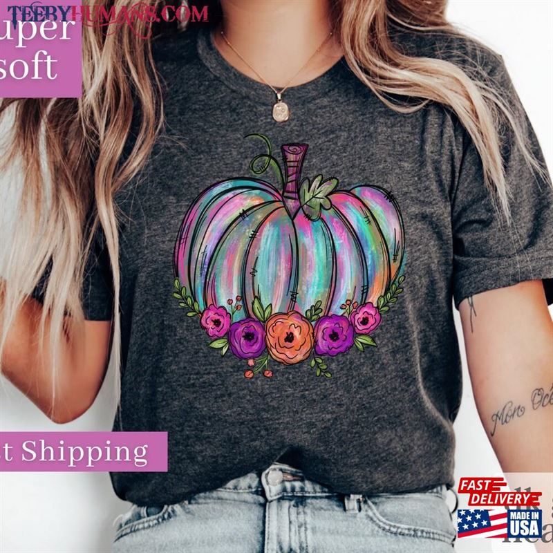 Watercolor Pumpkin T-Shirt Colorful Shirt Pumpkins Hoodie