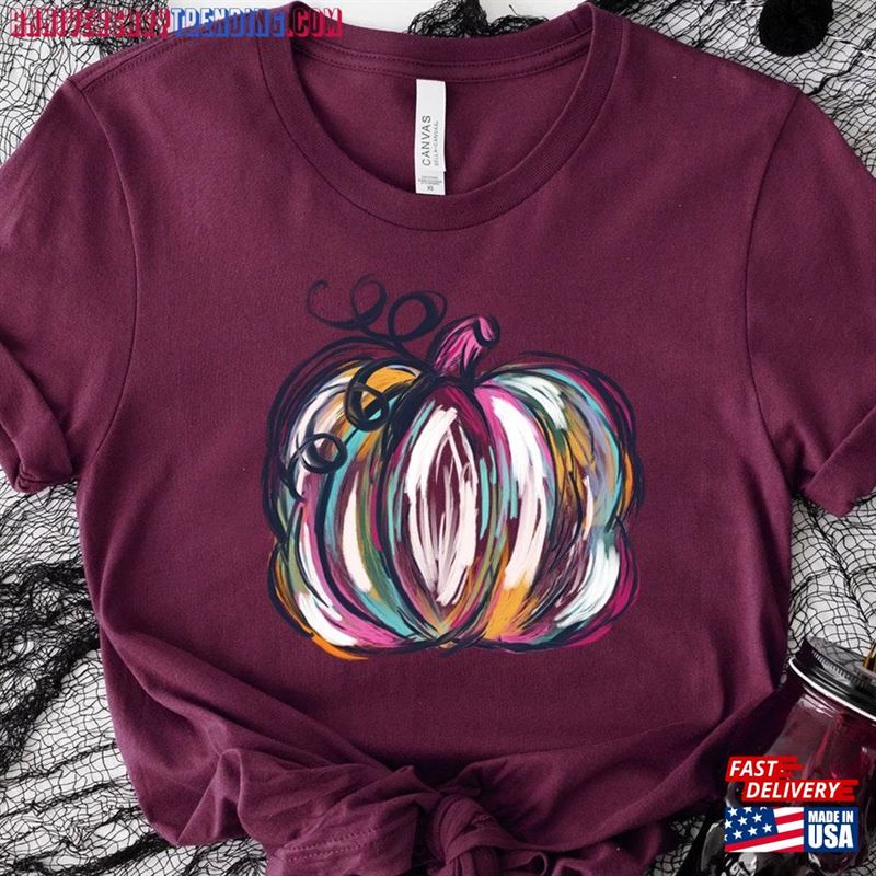 Watercolor Pumpkin T-Shirt Colorful Shirt Pumpkins Sweatshirt