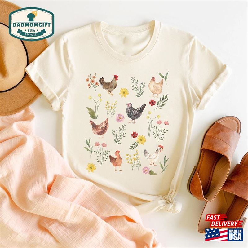 Wildflower Chicken Cottagecore Shirt Botanical T-Shirt Vintage Floral Sweatshirt Hoodie