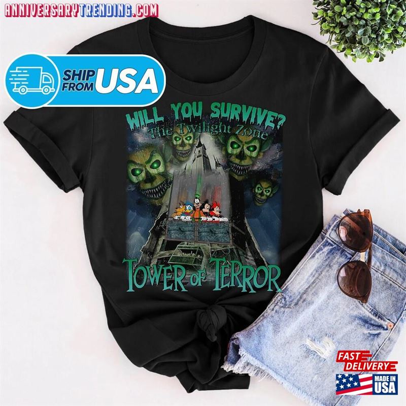 Will You Survive Horror Character Movie Shirt Tower Of Terror Ride Halloween Ghost Classic Sweatshirt