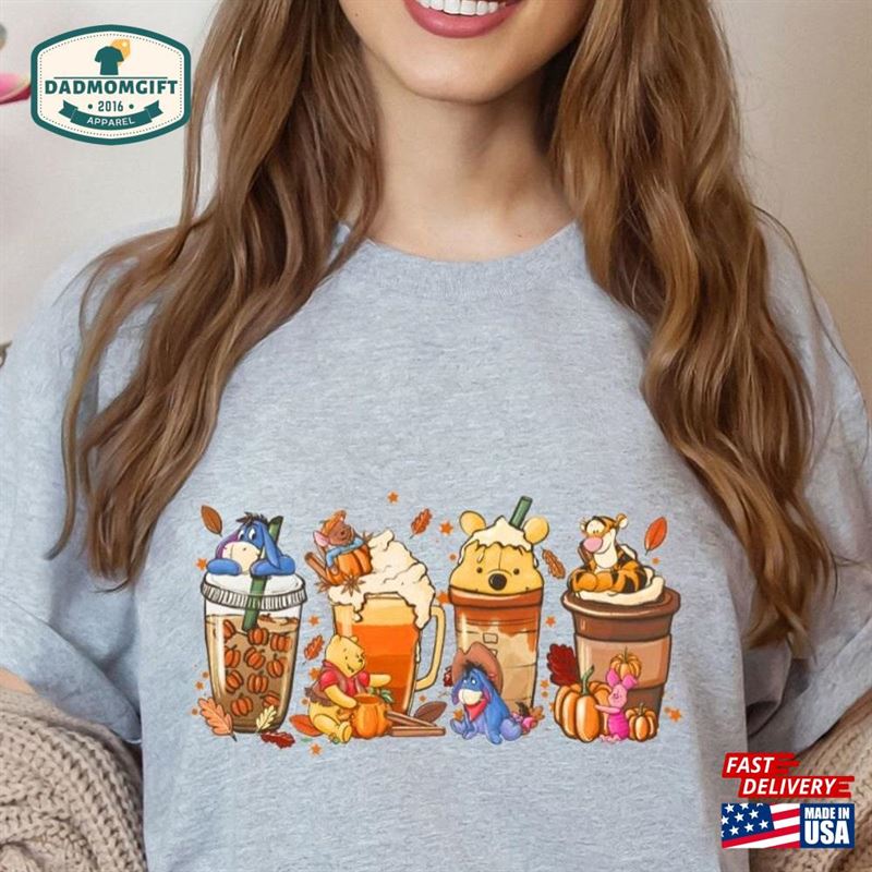 Winnie The Pooh Coffee Latte Shirt Cute Pumpkin Sweatshirt Fall T-Shirt Hoodie