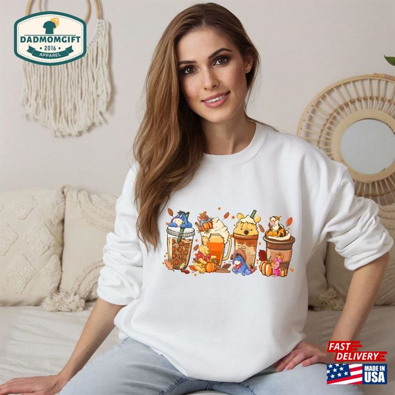 Winnie The Pooh Coffee Latte Shirt Cute Pumpkin Sweatshirt Fall T-Shirt Hoodie