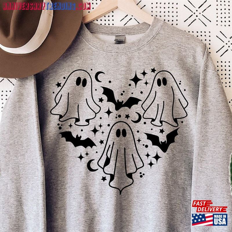 Women Fall Sweatshirt Funny Halloween Ghost Classic