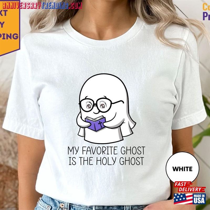 Women’s Fall Christian T-Shirt Halloween Funny Holy Ghost Shirt Unisex Classic