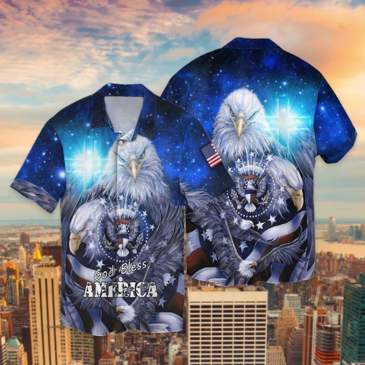 Amercan Eagle God Bless America Hawaiian Shirt