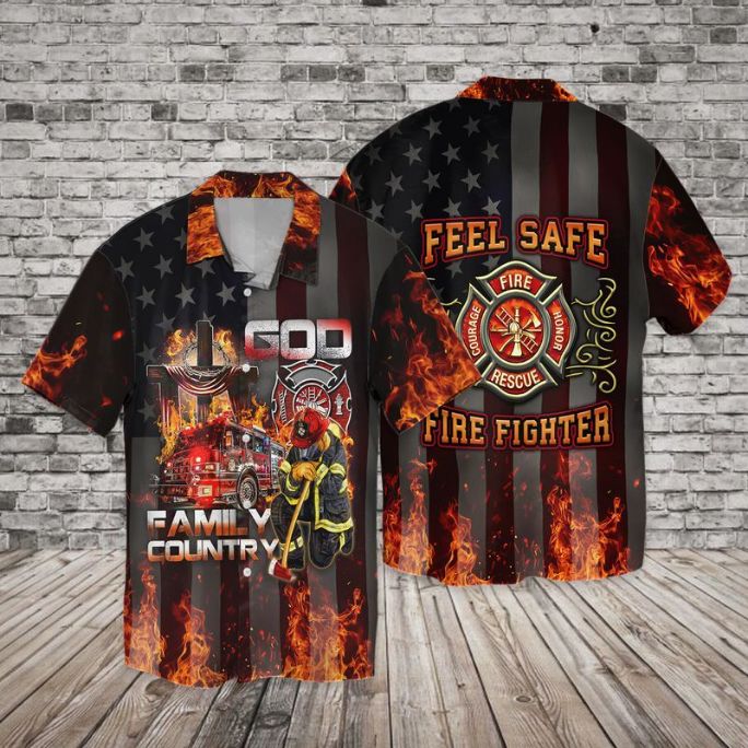 Firefighter Family Country Feel Safe Hawaiian Shirt