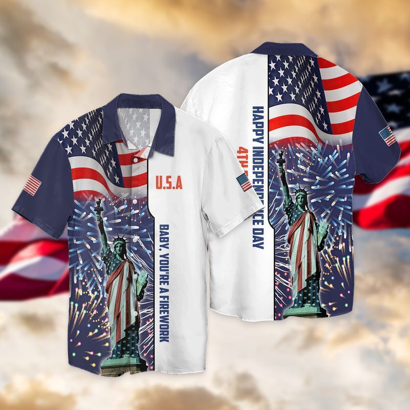 Flag Statue Of Liberty Hawaiian Shirt