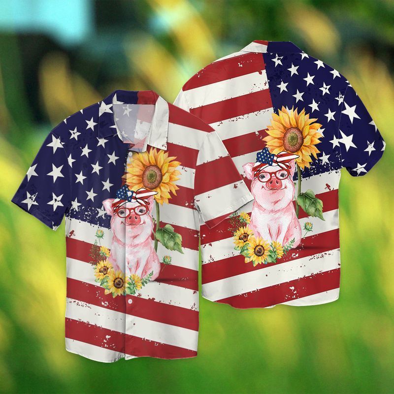 Love Pig With Sunflower Hawaiian Shirt